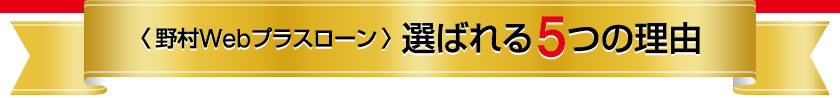 〈野村Webプラスローン〉 選ばれる5つの理由